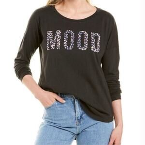 Sol Angeles Black Animal Print Graphic Cotton Shirt Women's Small